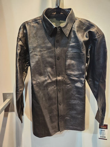 UNBRANDED Longsleeve Button Up Leather SHIRT, SM