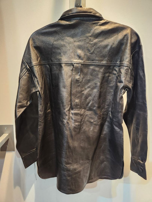UNBRANDED Longsleeve Button Up Leather SHIRT, SM