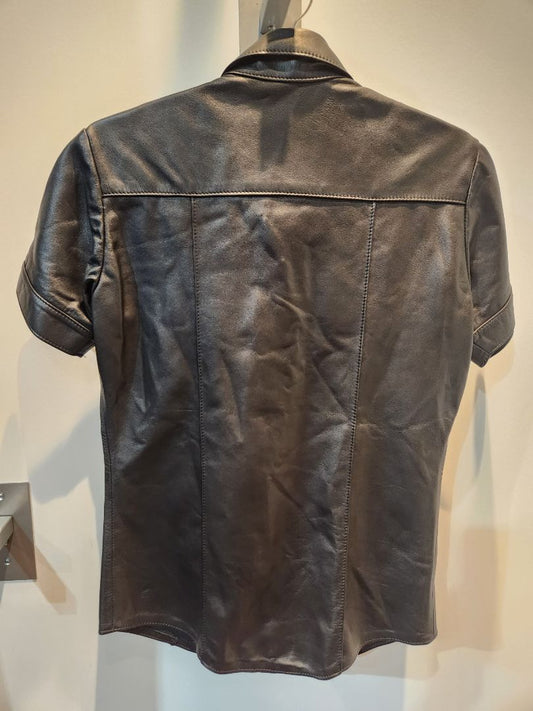 MISTER B Short Sleeve Uniform Leather SHIRT, MED