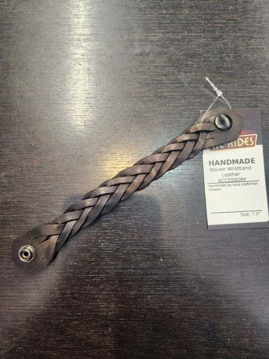 HANDMADE Woven Wristband Leather ACCESSORY, 7.5"
