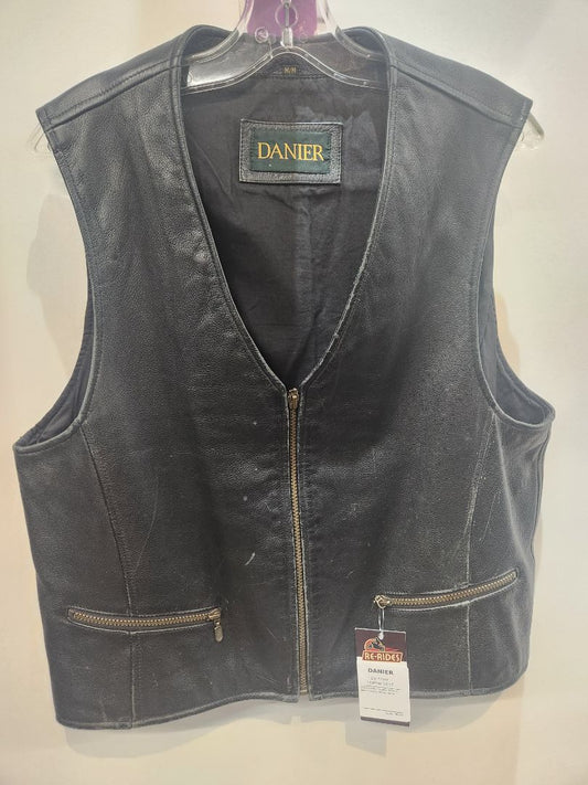 DANIER Zip Front Leather VEST, MED