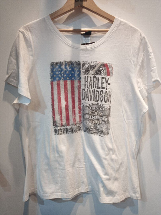 HARLEY DAVIDSON Button Crewneck Textile SHIRT, MED