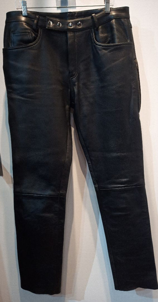 BOCKLE 5 Pocket Jean Vegan Leather PANTS, 36