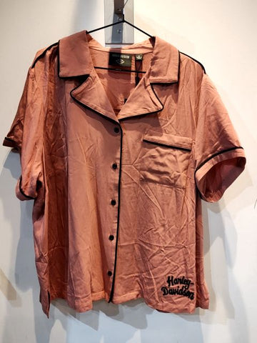 HARLEY DAVIDSON Short Sleeve Button Up Textile SHIRT, XXL