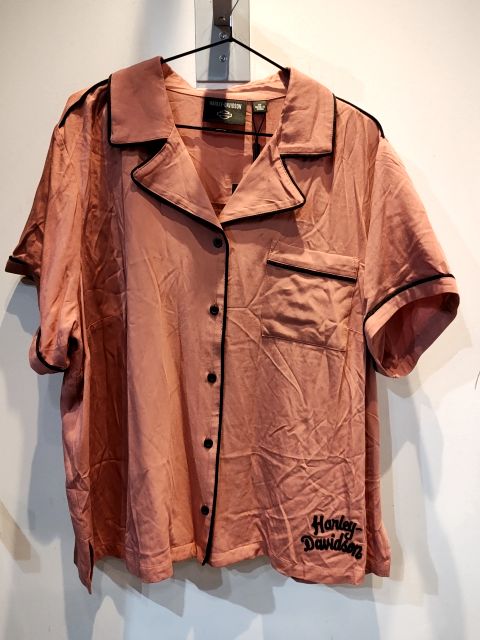 HARLEY DAVIDSON Short Sleeve Button Up Textile SHIRT, 2XL