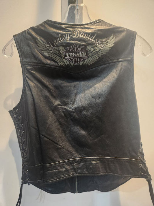 HARLEY DAVIDSON Zip Front Leather VEST, LRG