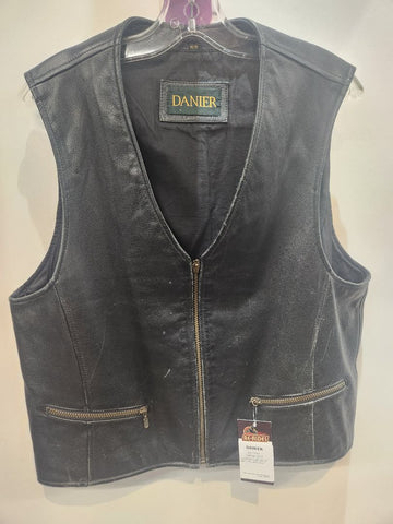 DANIER Zip Front Leather VEST, MED