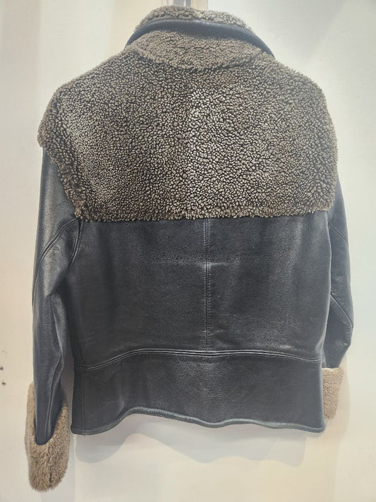 RAFEL BROTHERS Shearling Fashion Moto Leather JACKET, MED