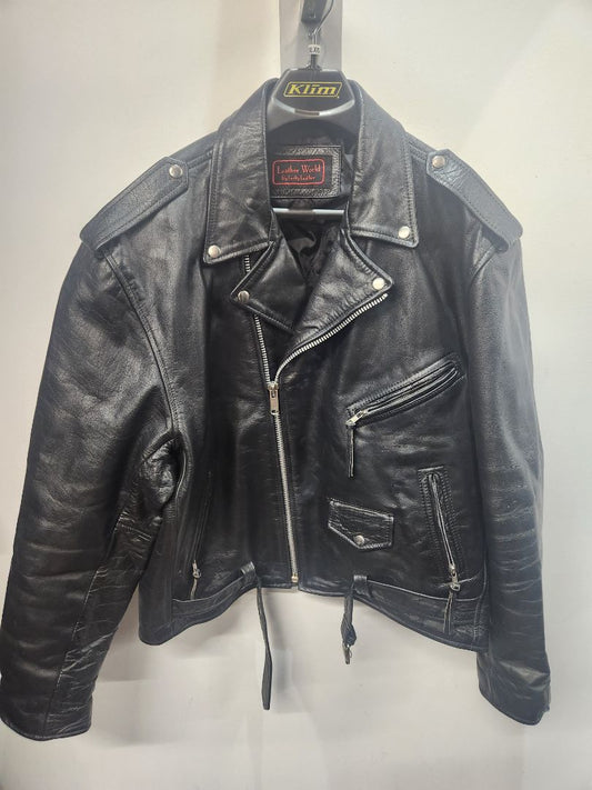 LEATHER WORLD Biker Classic Leather JACKET, XXL