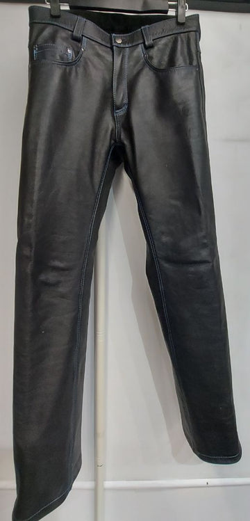 LEATHER & STITCHES Custom Leather Jeans Leather PANTS, 32