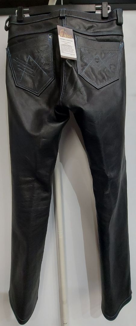 LEATHER & STITCHES Custom Leather Jeans Leather PANTS, 32