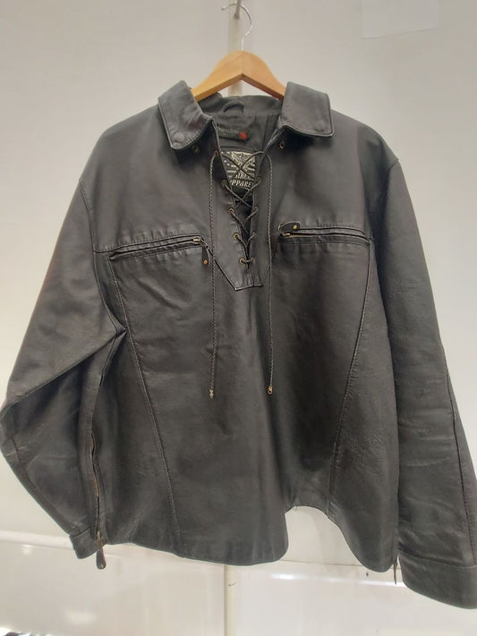 BIKERS DREAM APPAREL Vintage Moto Pullover Leather SHIRT, XL