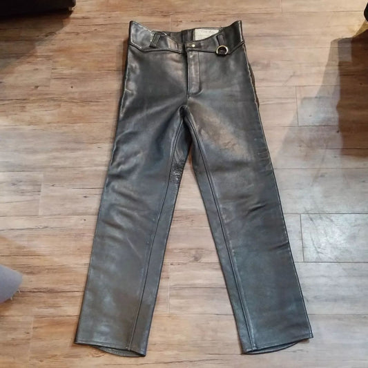 POOR BOY Vintage Uniform-Style Riding Leather PANTS, 33