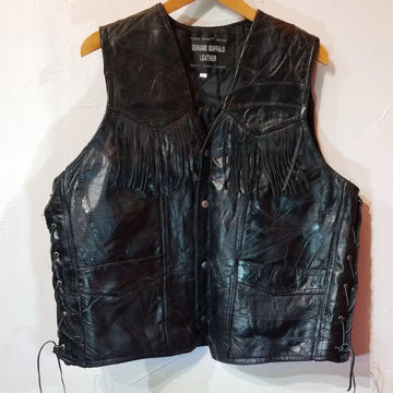 ITALIAN STONE Patchwork Leather VEST, 4XL