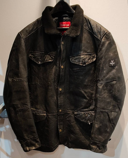 FIRETRAP Slingshot Leather JACKET, LRG