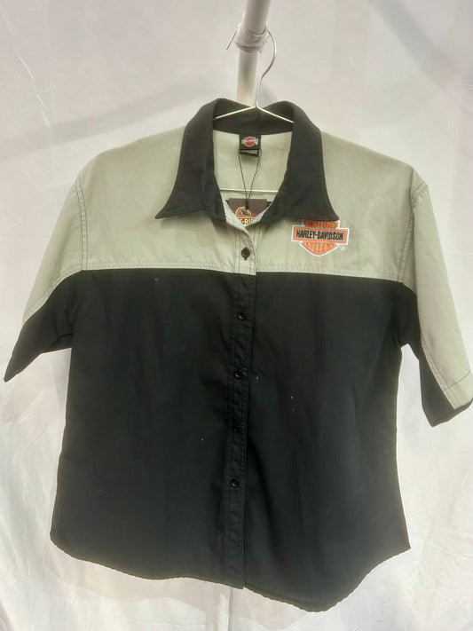 HARLEY DAVIDSON Short Sleeve Button Up Textile f39644e2-ba70-4317-9884-842c7e33f258, MED