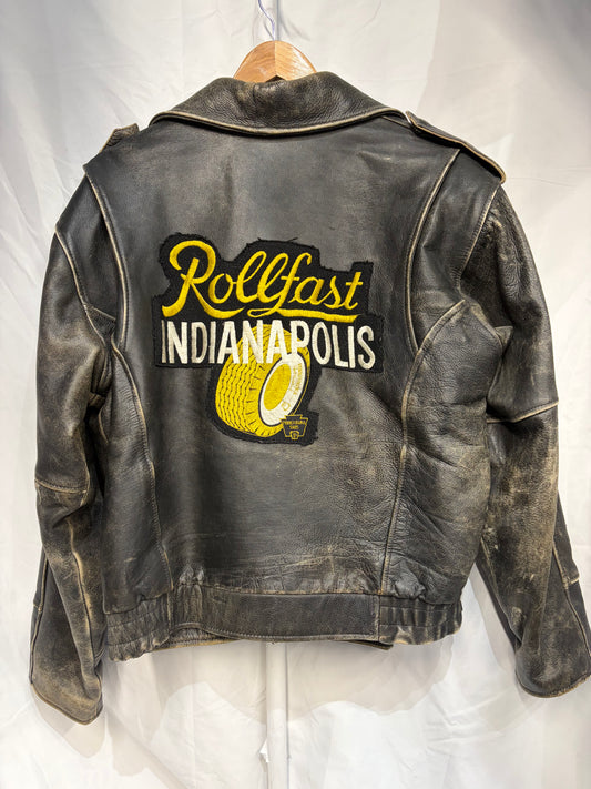 RIDING THRILL LEATHER WEAR COMPANY Vintage Moto Leather JACKET, LRG