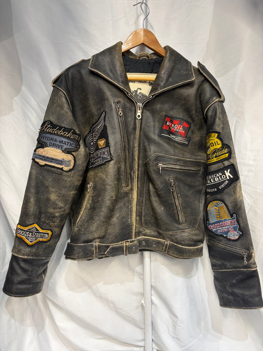 RIDING THRILL LEATHER WEAR COMPANY Vintage Moto Leather JACKET, LRG