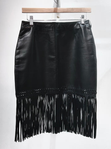DANIER Fringe Leather SKIRT, 27