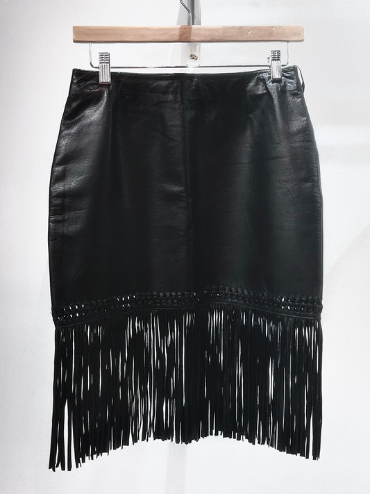DANIER Fringe Leather SKIRT, 27