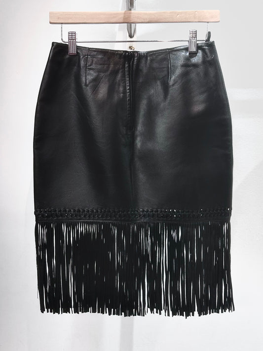 DANIER Fringe Leather SKIRT, 27