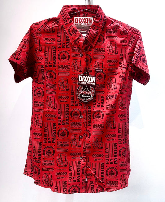 DIXXON Short Sleeve Button Up Textile SHIRT, SM