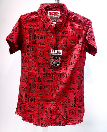 DIXXON Short Sleeve Button Up Textile SHIRT, SM