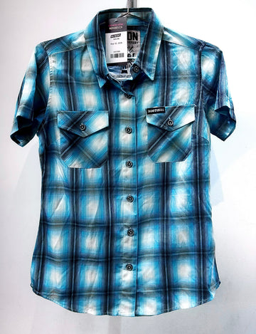 DIXXON Short Sleeve Button Up Textile SHIRT, SM