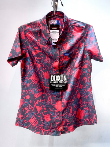 DIXXON Short Sleeve Button Up Textile SHIRT, SM