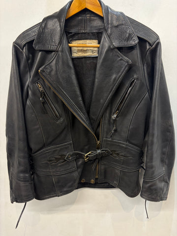LEATHERS BY LINDA Biker Classic + Leather JACKET, SM