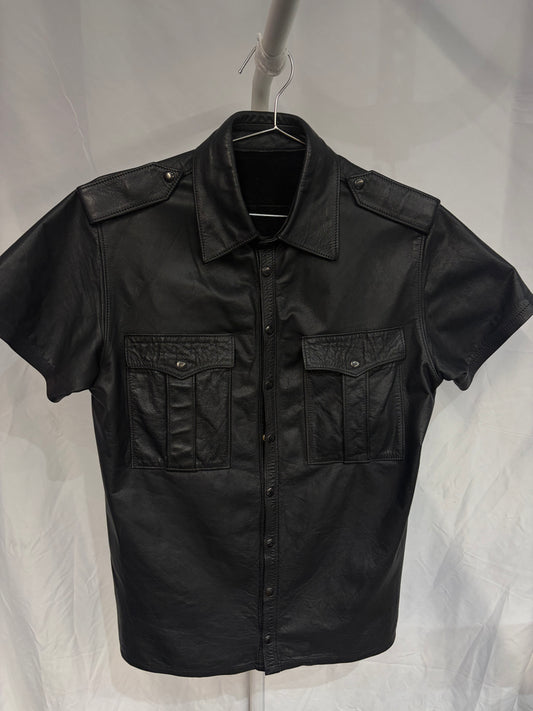 UNBRANDED Button Up T-Shirt Leather SHIRT, MED