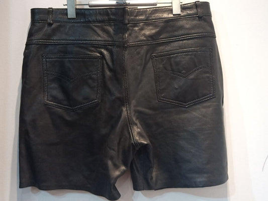 BARON 5 Pocket Jean Leather SHORTS, 48