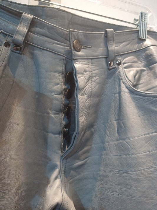 LUSTFASHION 5 Pocket Jean Leather PANTS, 38