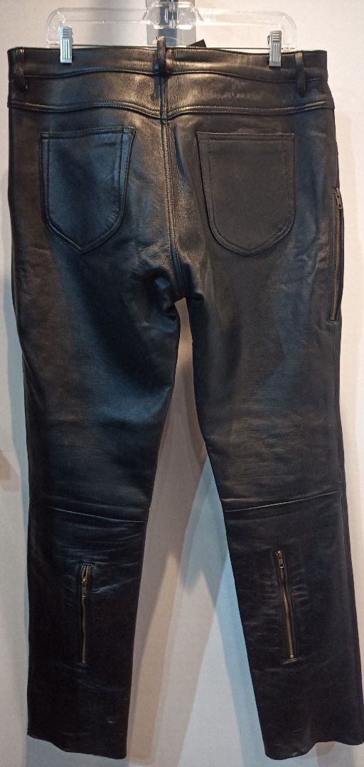 BOCKLE 5 Pocket Jean Vegan Leather PANTS, 36