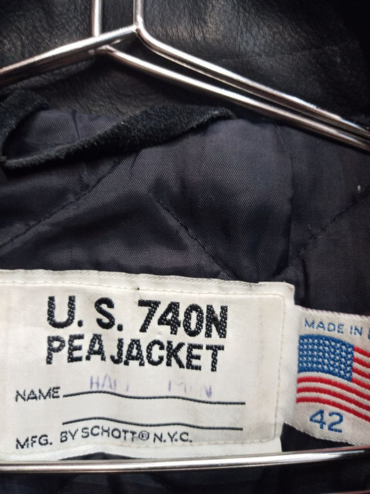 SCHOTT Naval Pea Leather COAT, MED