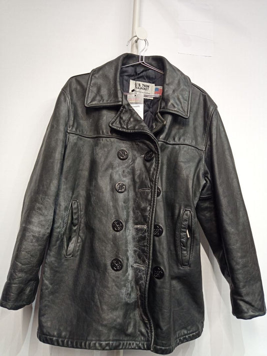 SCHOTT Naval Pea Leather COAT, MED