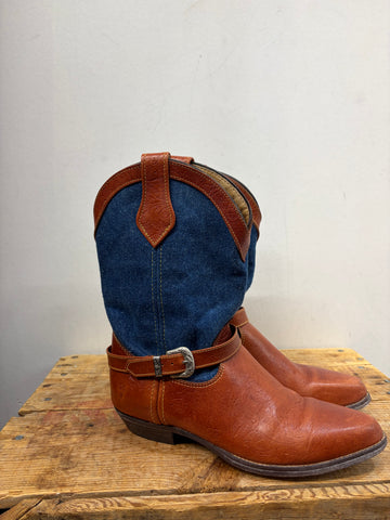 FRYE Vintage Western Harness Mixed Material FOOTWEAR, 38.5