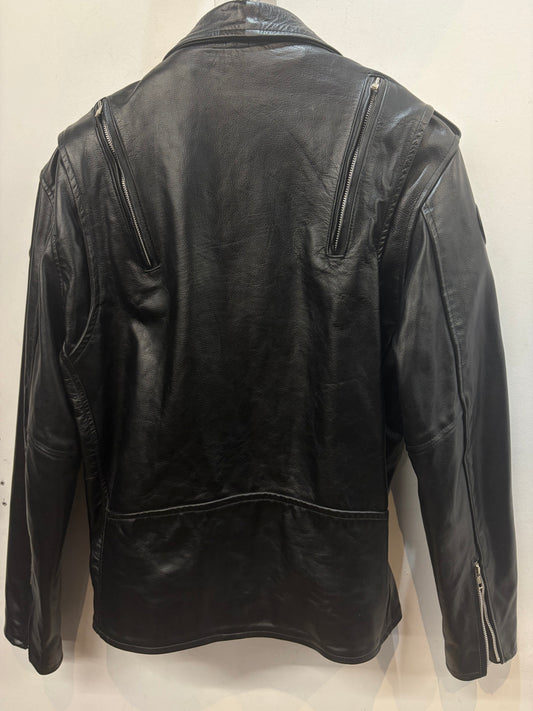 RUBBER SIDE DOWN Biker Classic Leather JACKET, LRG