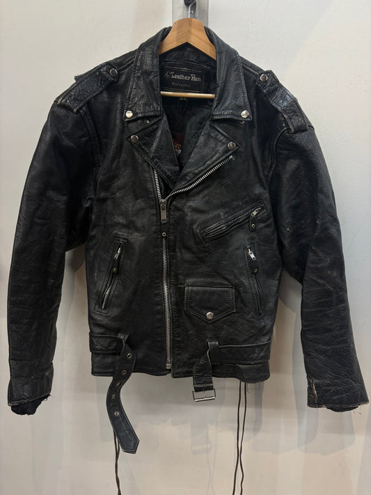 LEATHER MEN Biker Classic Leather JACKET, MED