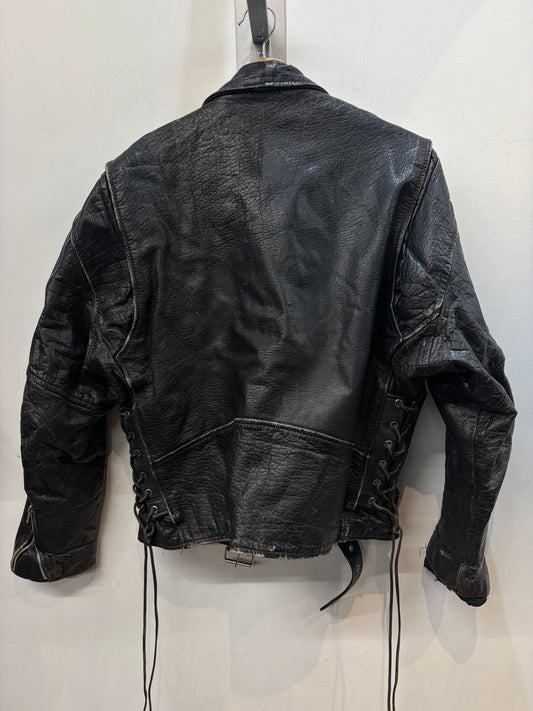 LEATHER MEN Biker Classic Leather JACKET, MED