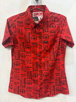 DIXXON Short Sleeve Button Up Textile SHIRT, SM
