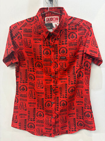 DIXXON Short Sleeve Button Up Textile SHIRT, SM