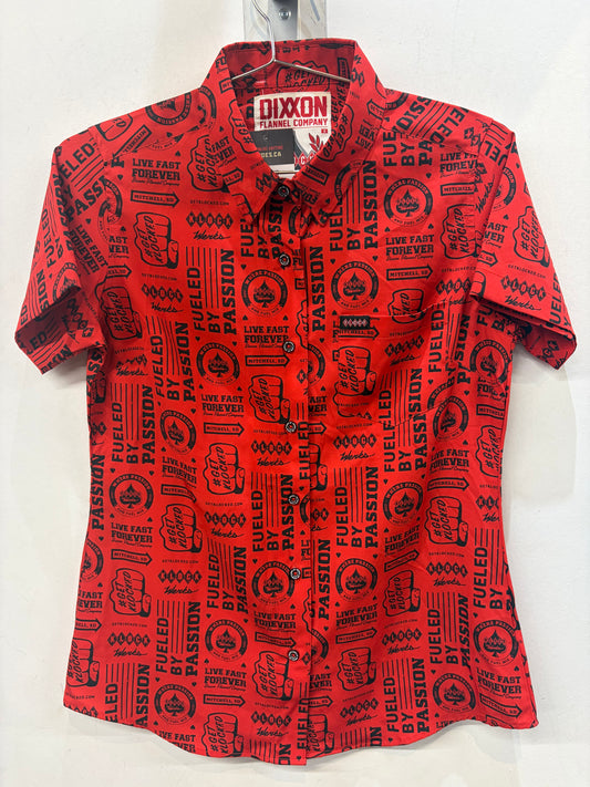 DIXXON Short Sleeve Button Up Textile SHIRT, SM