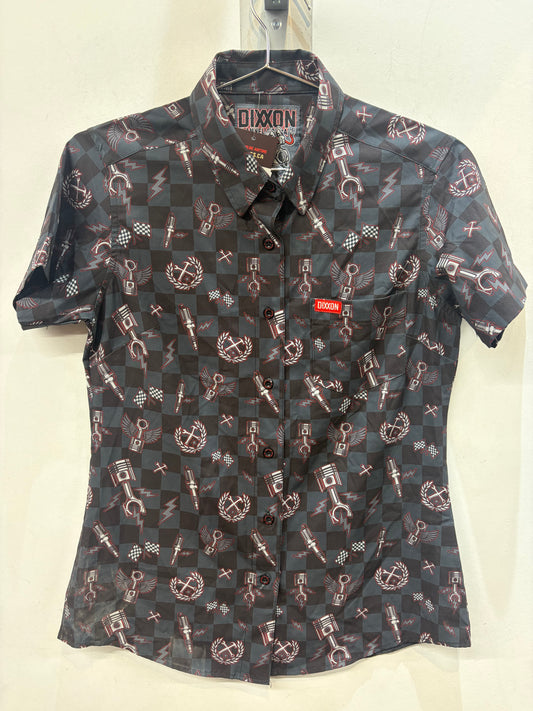 DIXXON Short Sleeve Button Up Textile SHIRT, SM