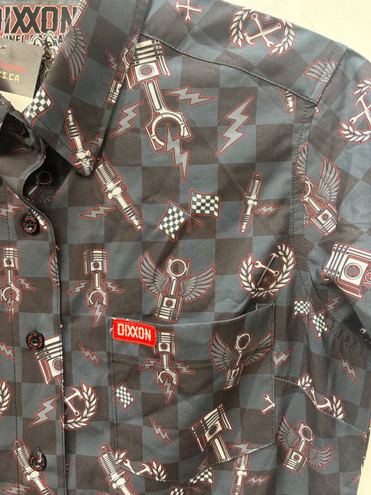 DIXXON Short Sleeve Button Up Textile SHIRT, SM