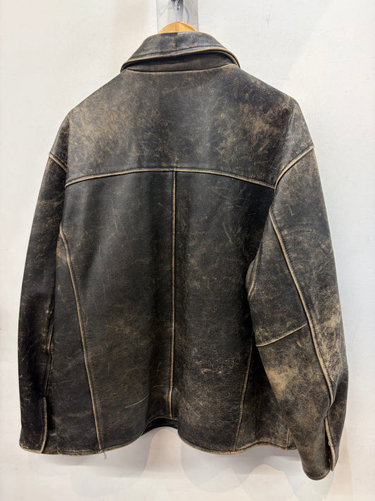 UNBRANDED Collar Leather JACKET, XXL