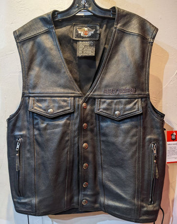 HARLEY DAVIDSON Biker Trucker Leather VEST, XL