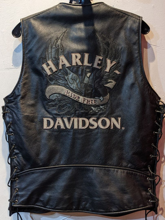 HARLEY DAVIDSON Gambler Leather VEST, MED