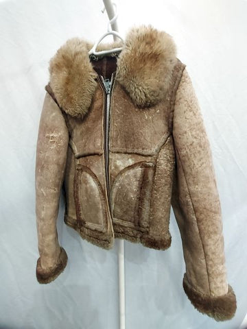 UNBRANDED Vintage Shearling Leather JACKET, MED