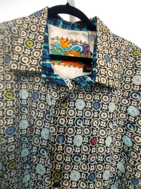 ROBERT GRAHAM Short Sleeve Button Up Textile SHIRT, 3XL Tall